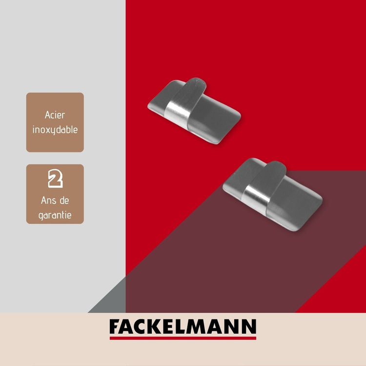 Ensemble de 4 crochets adhésif en acier inoxydable, Fackelmann Tecno
