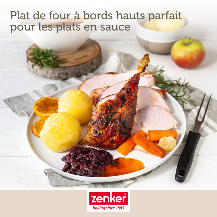 Ensemble de 2 Plats à four XXL rectangle en acier émaillé 40 x 34 cm Zenker Spécial cooking