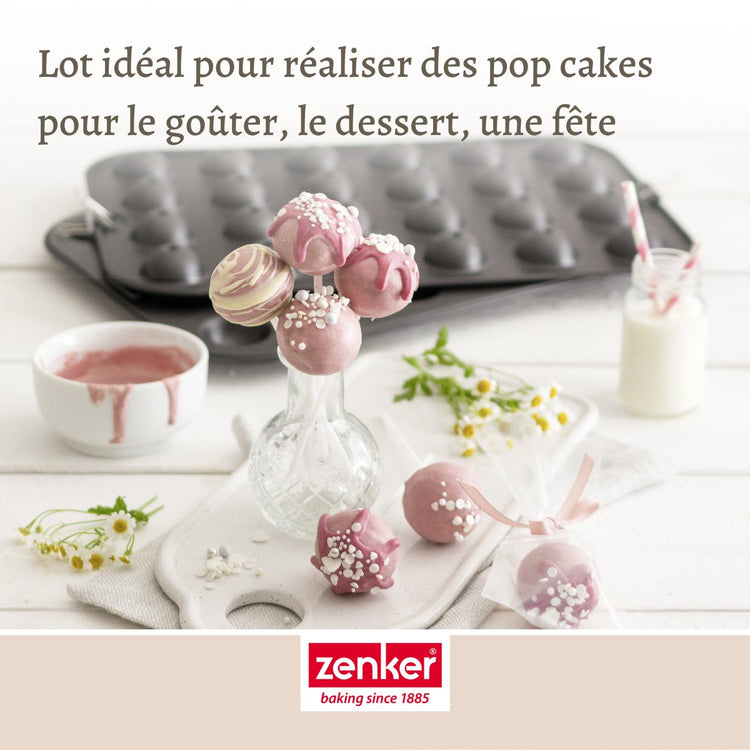 Ensemble de 2 Set Moules cake pop bâtonnets et sachets transparents 38 x 26 cm Zenker Special Creative