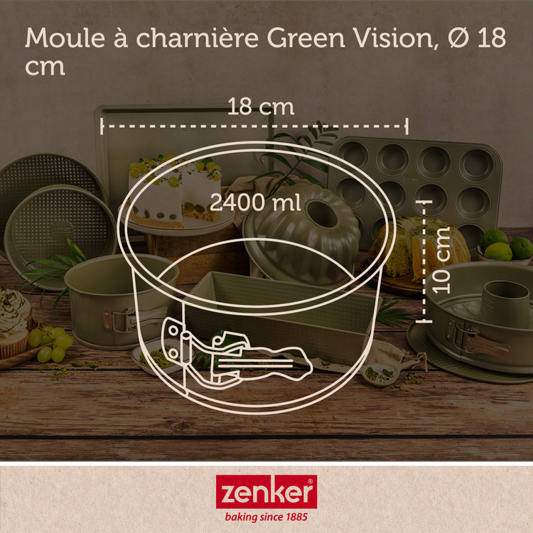 Lot de 2 moules à gâteaux 18/18 cm en acier Zenker Green Vision