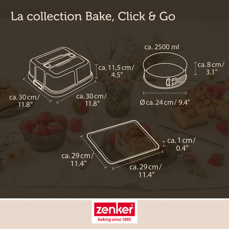 Lot de 2 moules à gâteaux 23 cm en acier Zenker Bake Click and Go