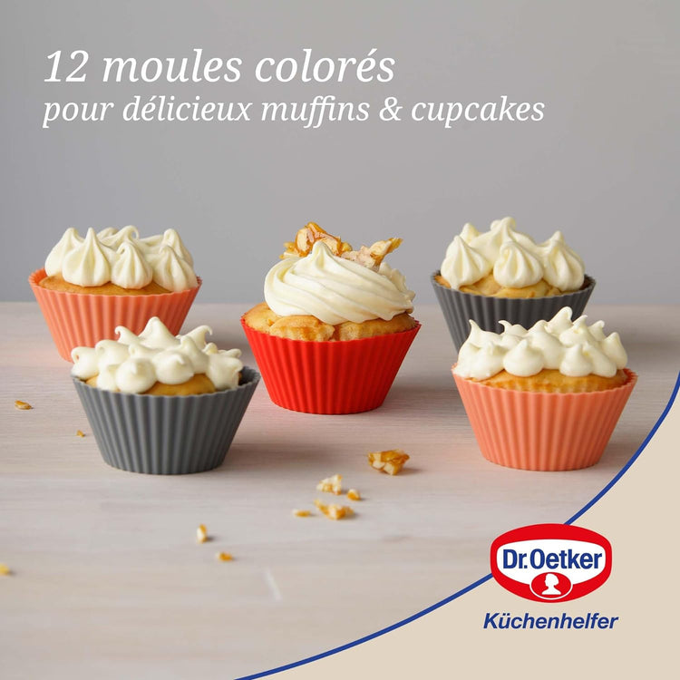 Lot de 12 caissettes muffins en silicone Dr. Oetker Flexxibel Love