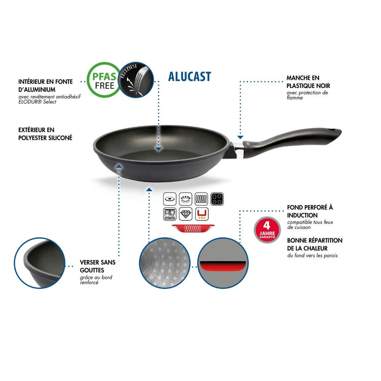 Poêle à frire 28 cm sans PFAS Elo Alucast