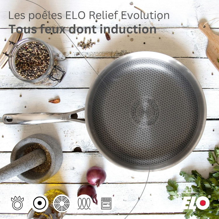 Poêle 24 cm en inox 18/10 Elo Relief Evolution