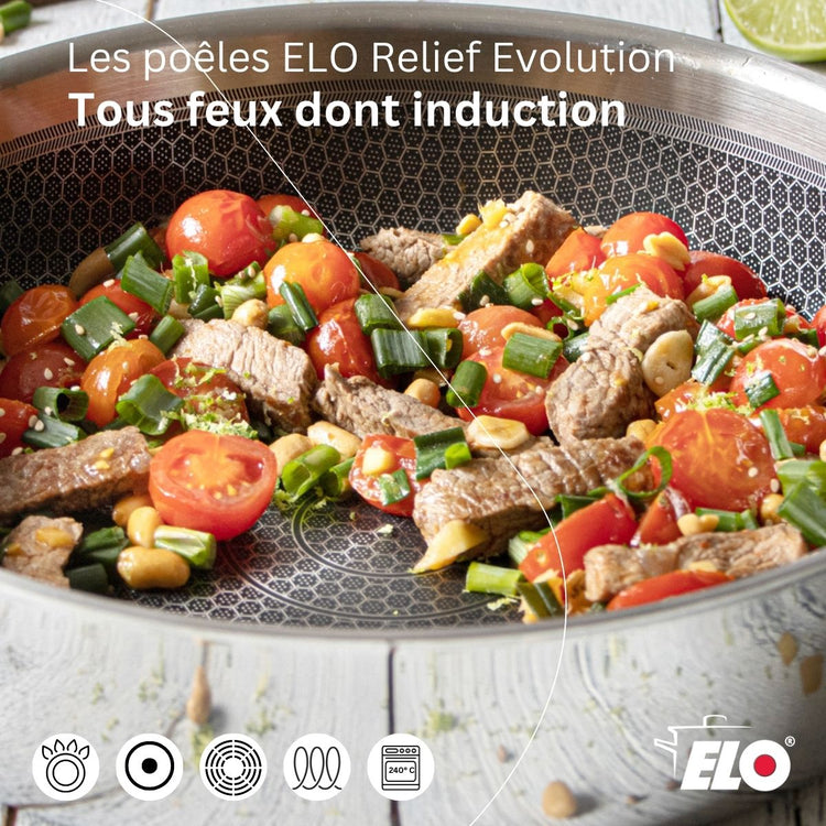 Poêle sauteuse 24 cm en inox 18/10 Elo Relief Evolution