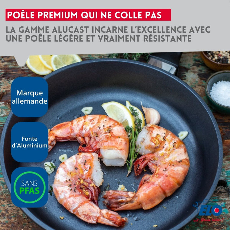 Set de 3 poêles à frire 24 cm 28 cm et 32 cm Elo Alucast