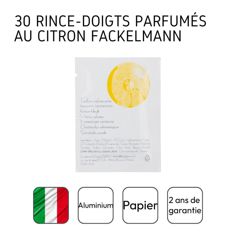 Lot de 30 rince-doigts au citron Fackelmann Single Use