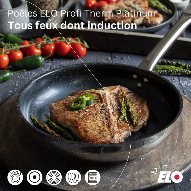 Poêle de cuisson avec revêtement céramique sans PFAS 32 cm Profi Therm Platinum Elo