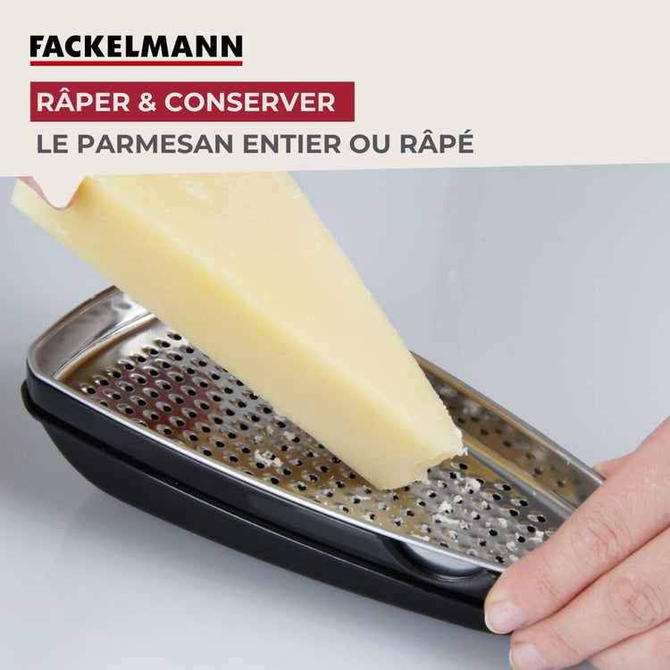 Duo Râpe à zeste longue à gros grain avec couvercle de protection 42 cm et Râpe à parmesan et sa boîte de rangement 19 cm FM Professional Gourmet