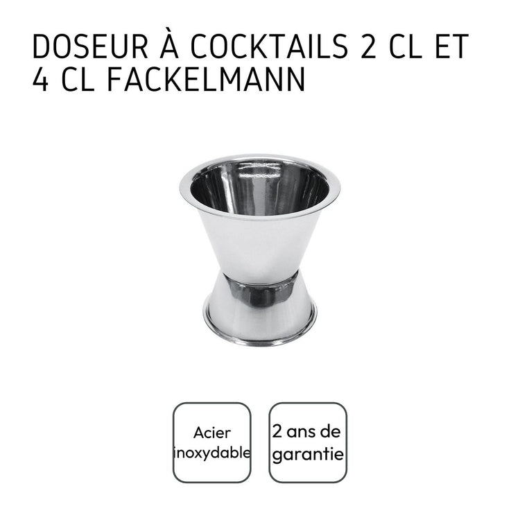 Trio cocktails shaker, doseur à alcool et 3 cuillères à cocktail inox Fackelmann Bar Concept
