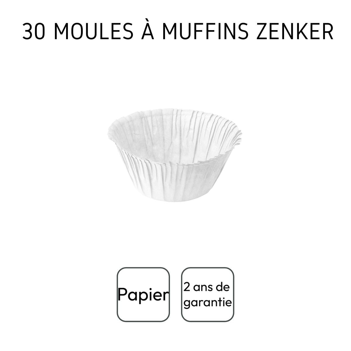 Lot de 30 moules à muffins en papier blanc Zenker