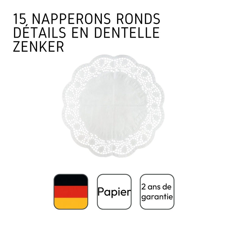 Lot de 15 napperons papier ronds pour tartes et gâteaux Zenker