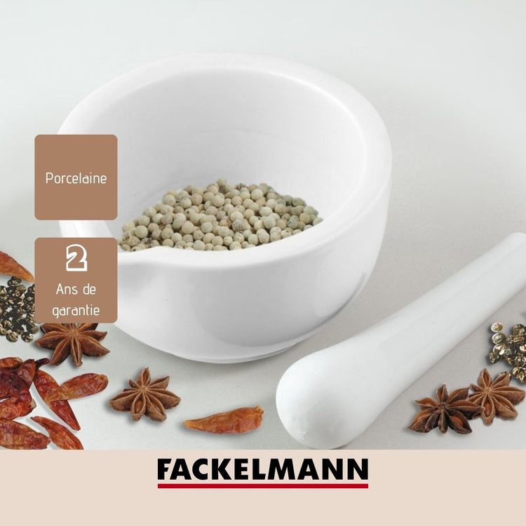 Mortier de cuisine avec pilon en porcelaine Fackelmann Basic