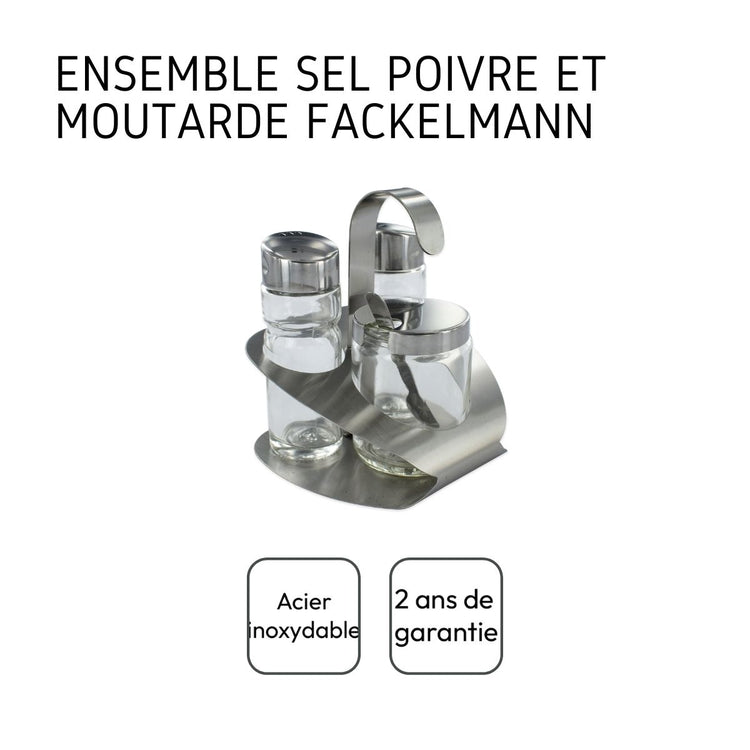 Ensemble pour moutarde, sel et poivre Fackelmann
