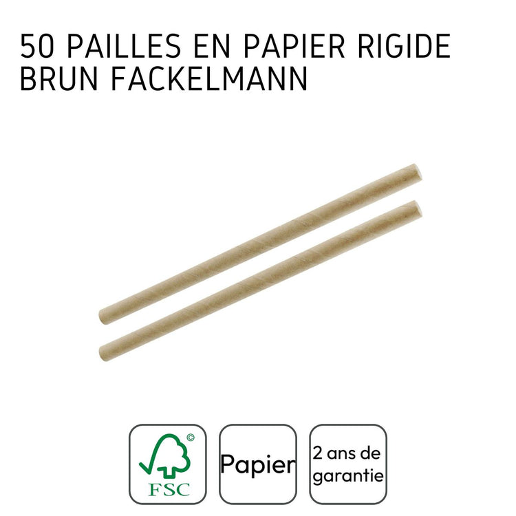 Boite de 50 pailles en papier rigide brun Fackelmann Eco Friendly
