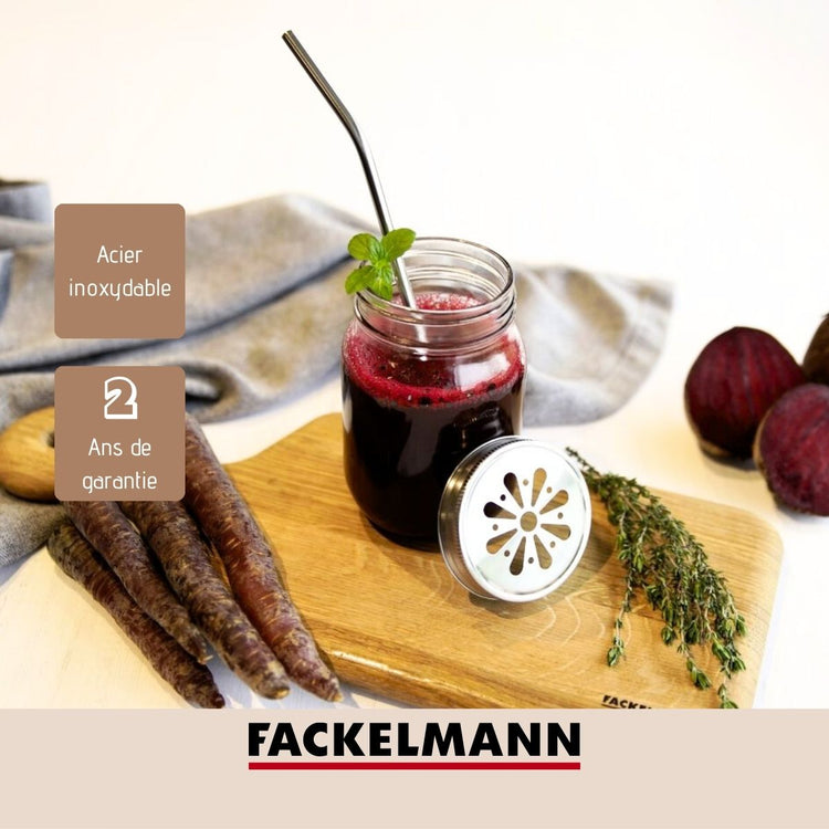Lot de 4 pailles incurvées en inox avec goupillon Fackelmann Bar Concept