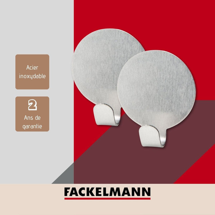 Lot de 2 crochet adhésifs ronds Fackelmann Tecno