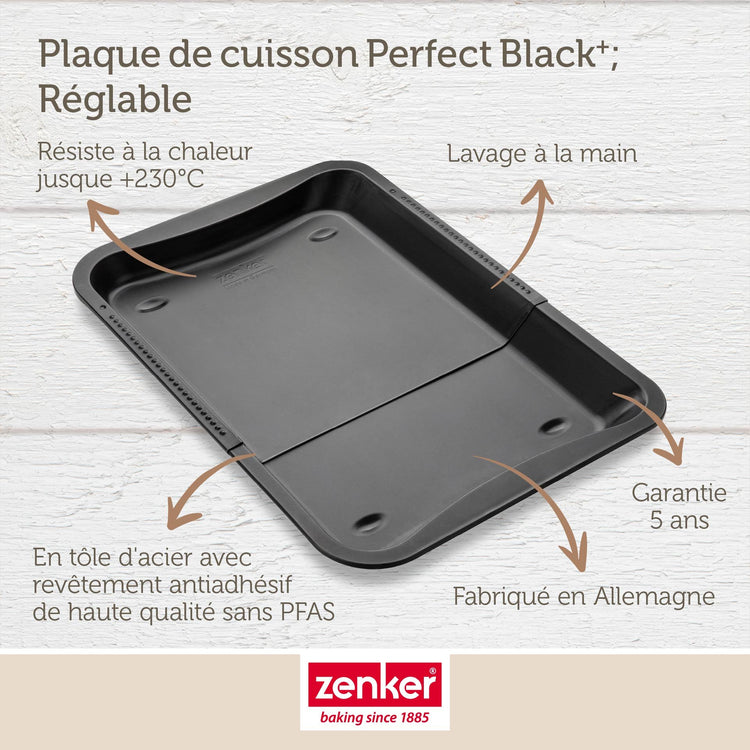 Plaque de four extensible de 35-52 x 32 cm Zenker Perfect Black +