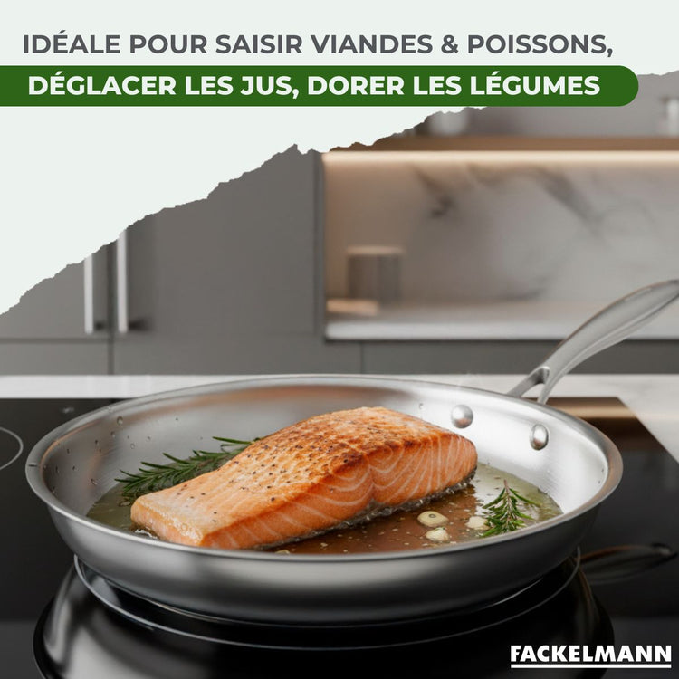 Poêle 28 cm en inox 18/10 Triply Fackelmann Vita3