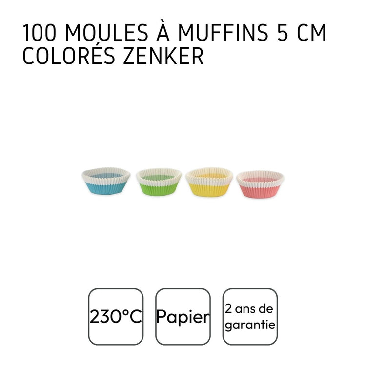 Lot de 100 moules à muffins en papier 5 cm Zenker