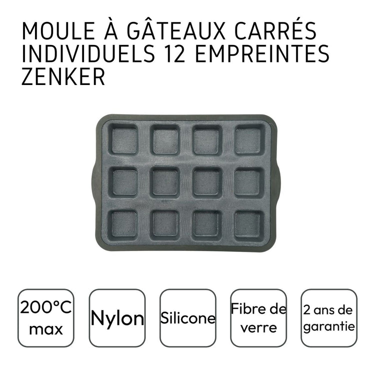 Moule à gâteaux 12 carrés en silicone fibre de verre Zenker
