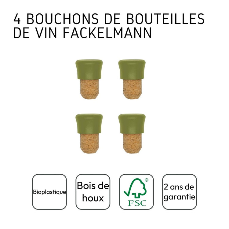 Lot de 4 bouchons en liège Fackelmann Gamme Zéro