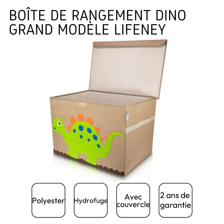 Boîte de rangement "dinosaure Stégosaure " avec grand couvercle, 51 x 36 x 36 cm Lifeney