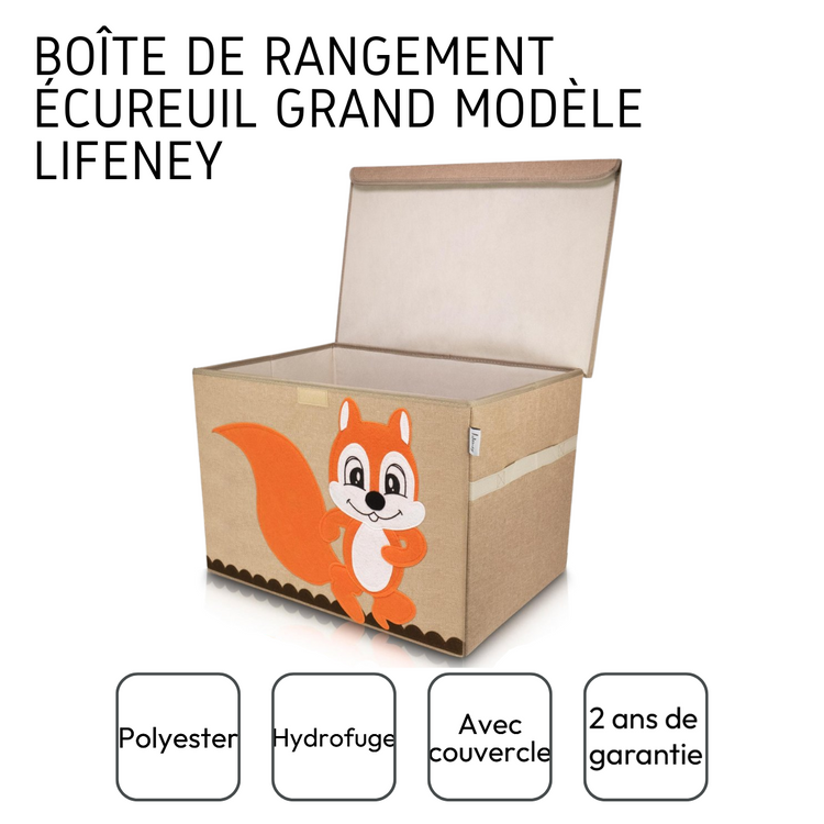 Boîte de rangement "écureuil" avec grand couvercle, 51 x 36 x 36 cm Lifeney