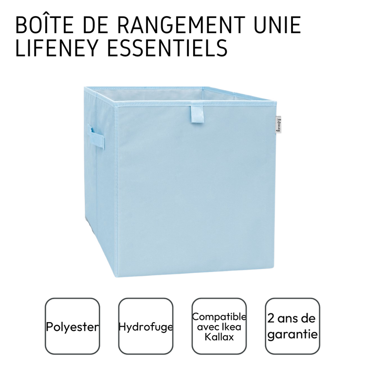 Boîte de rangement coloris bleu clair, compatible avec l'étagère IKEA KALLAX Lifeney