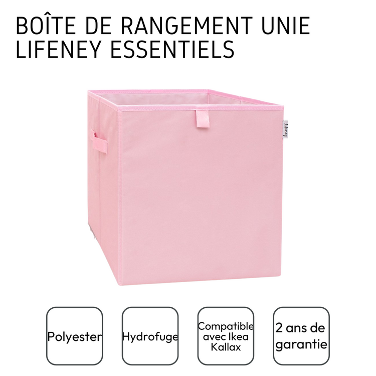 Boîte de rangement coloris rose, compatible avec l'étagère IKEA KALLAX Lifeney