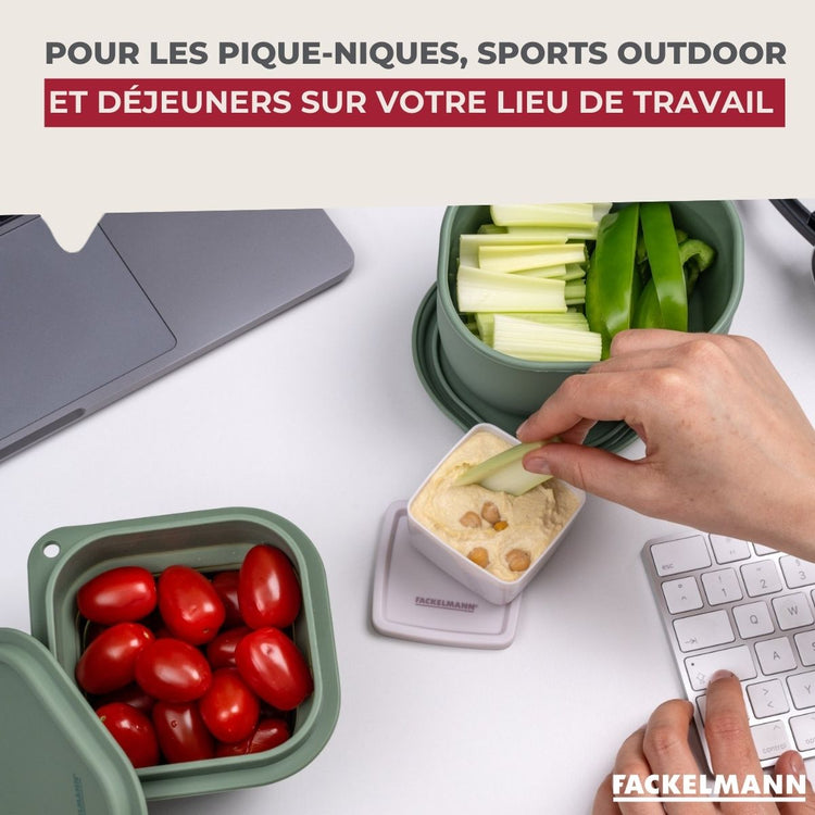 Lot de 4 lunch box 1 L avec 4 ustensiles de cuisine Fackelmann Storage