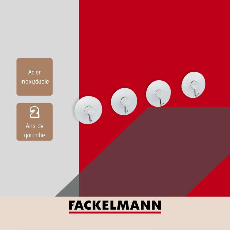 Ensemble de 8 crochets muraux à ventouse transparents Fackelmann Tecno