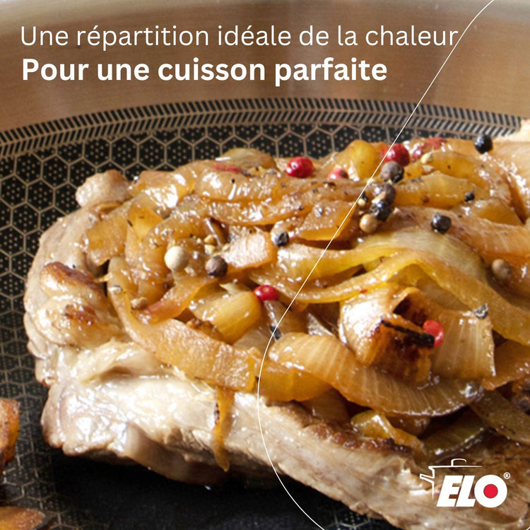 Poêle de cuisson 28 cm sans PFAS avec 1 couvercle Elo Relief Solution avec couvercles