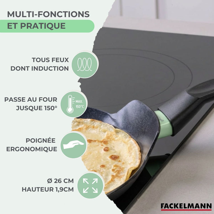 Set de 1 poêle de cuisson 26 cm en aluminium avec 3 ustensiles de cuisine Fackelmann Brandao