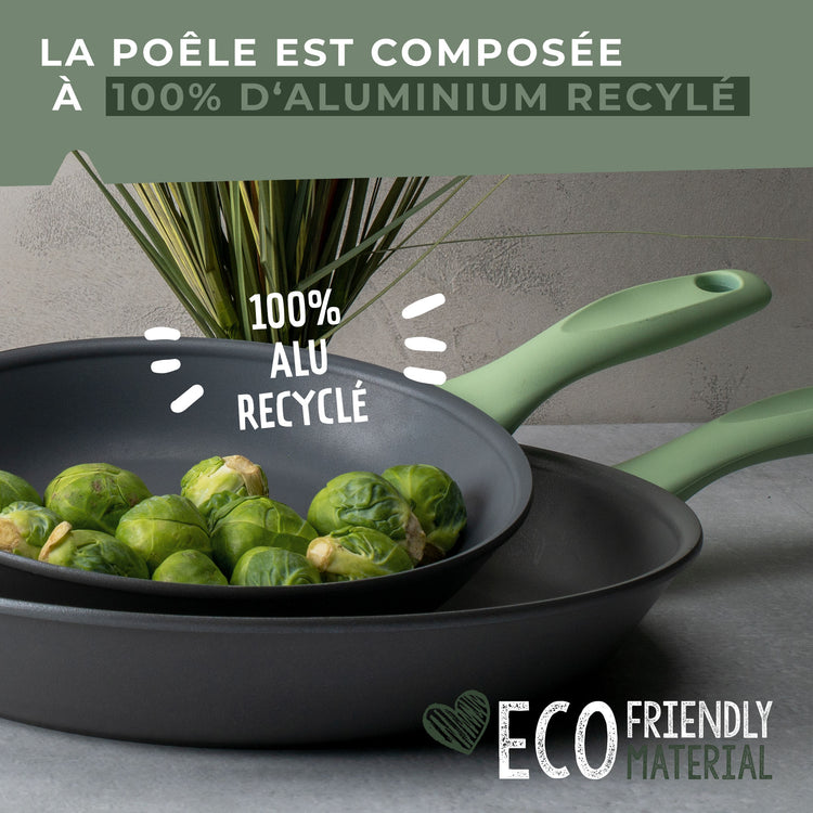 Poêle à frire en aluminium recyclé et couvercle en verre de 28 cm Fackelmann Ecolution