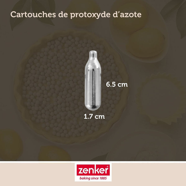 Lot de 18 cartouches de protoxyde d'azote pour siphon à Chantilly Zenker Smart Pastry