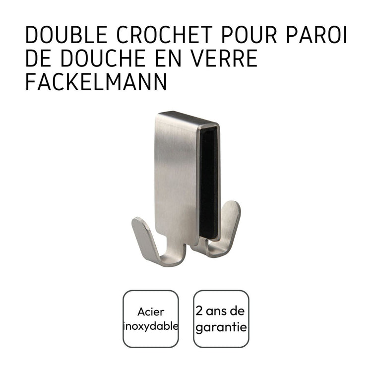Lot de 2 doubles crochets pour paroi de douche en inox Fackelmann Tecno
