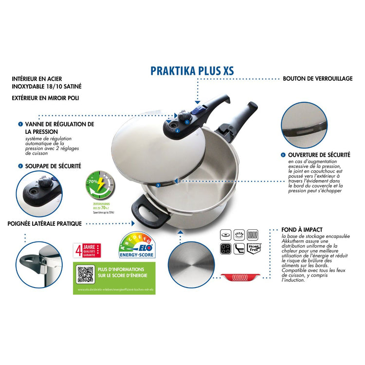 Autocuiseur 18 cm d'une capacité de 2,7 litres Elo Praktika