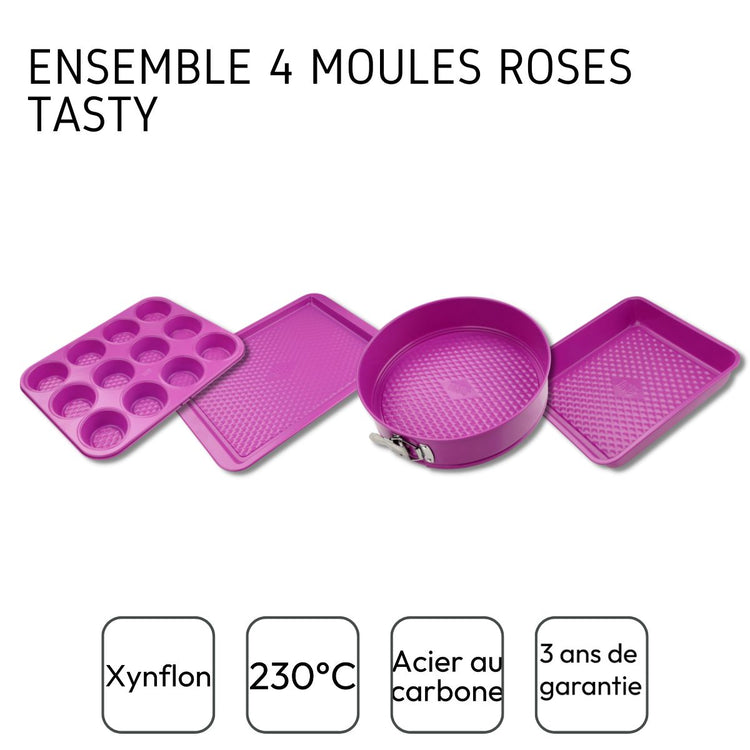 Ensemble de 4 moules fuchsia Tasty Pâtisserie
