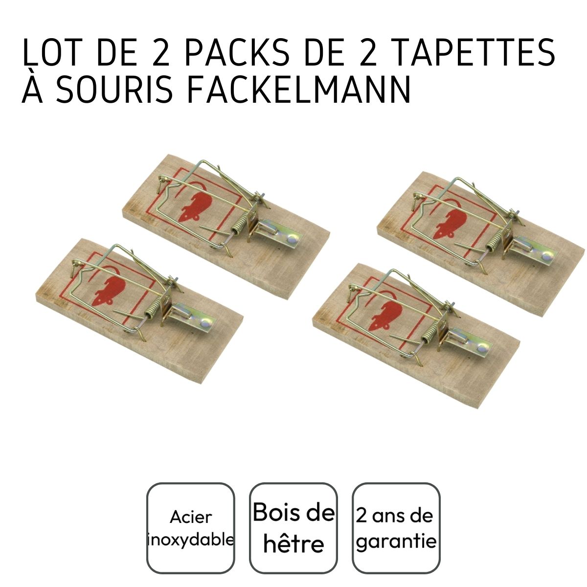 Lot de 2 packs de 2 pièges à souris Fackelmann Tecno