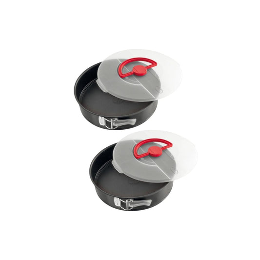 Ensemble de 2 Moules à manqué à charnière 26 cm avec couvercle de transport Dr. Oetker Bake and Go