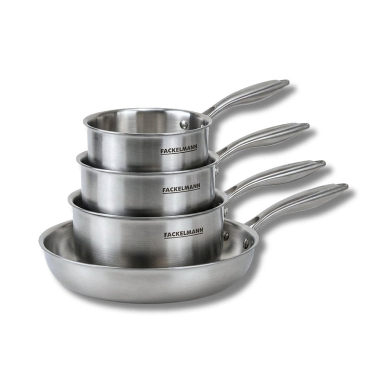 Batterie de cuisine avec 1 poêle 24 cm et 2 casseroles 14/18 cm en inox sans PFAS Fackelmann Vita3