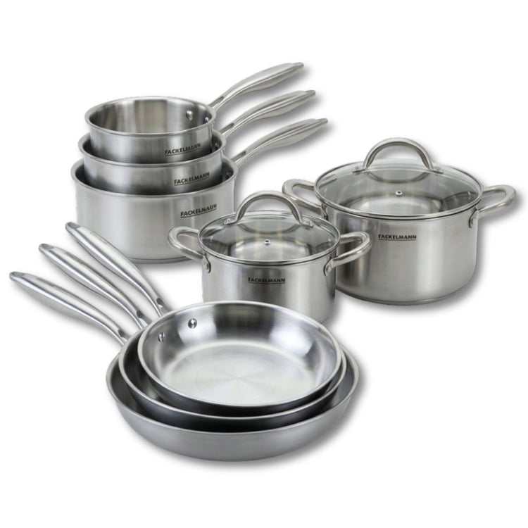 Batterie de cuisine avec 3 poêles 20/26/28 cm 2 casseroles 14/18 cm et 2 faitouts 20/24 cm sans PFAS Fackelmann Vita3