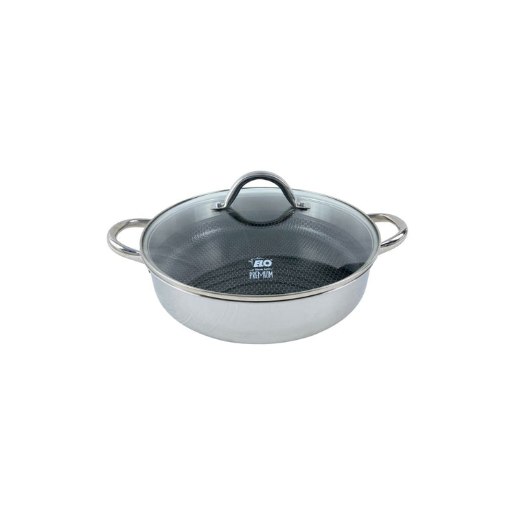 Sautoir 28 cm en inox 18/10 avec couvercle Elo Relief Evolution