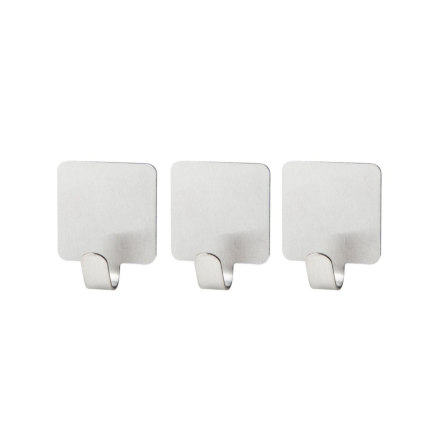 Lot de 3 crochets adhésifs carrés en acier inoxydable Fackelmann Tecno