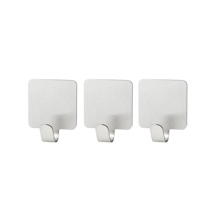 Lot de 3 crochets adhésifs carrés en acier inoxydable Fackelmann Tecno