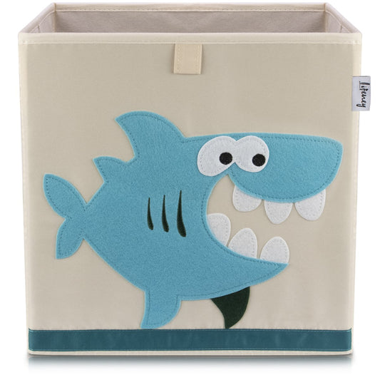 Boîte de rangement "requin" sur fond clair , compatible avec l'étagère IKEA KALLAX Lifeney