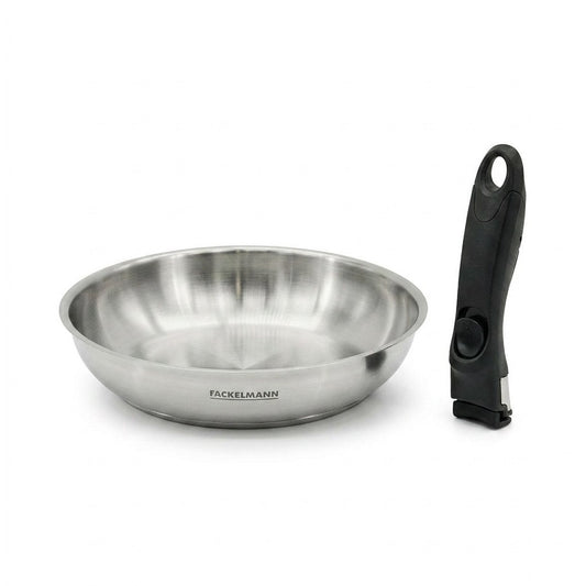 Lot de 1 poêle 24 cm en inox et 1 manche amovible Fackelmann InoGrip