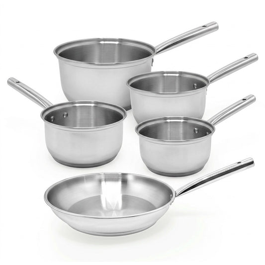 Lot de 4 casseroles 16/18/20/22 cm et 1 poêle en inox 24 cm Fackelmann Rhona