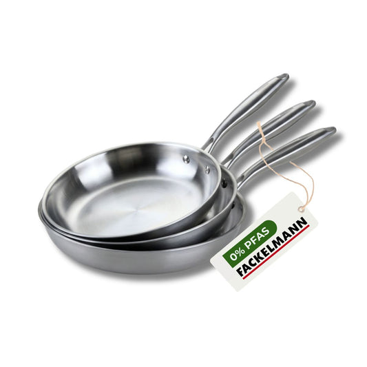 Set de 3 poêles de cuisson 24/26/28 cm en inox sans PFAS Fackelmann Vita3